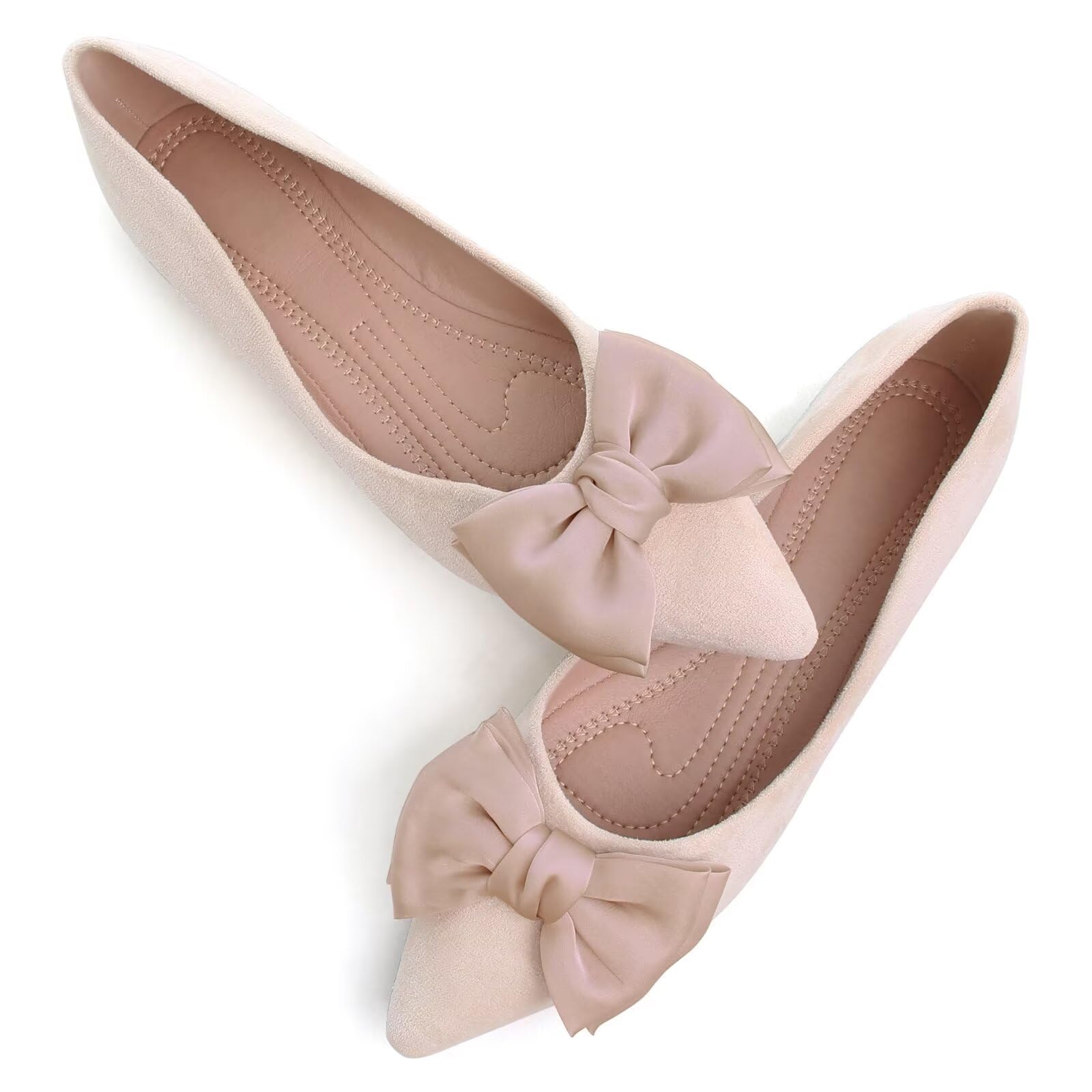 TN TANGNEST Women's Summer Dress Flats - Comfortable Pointed Toe Bowknot Ballet Shoes for Woman - Soft Suede Driving Flats