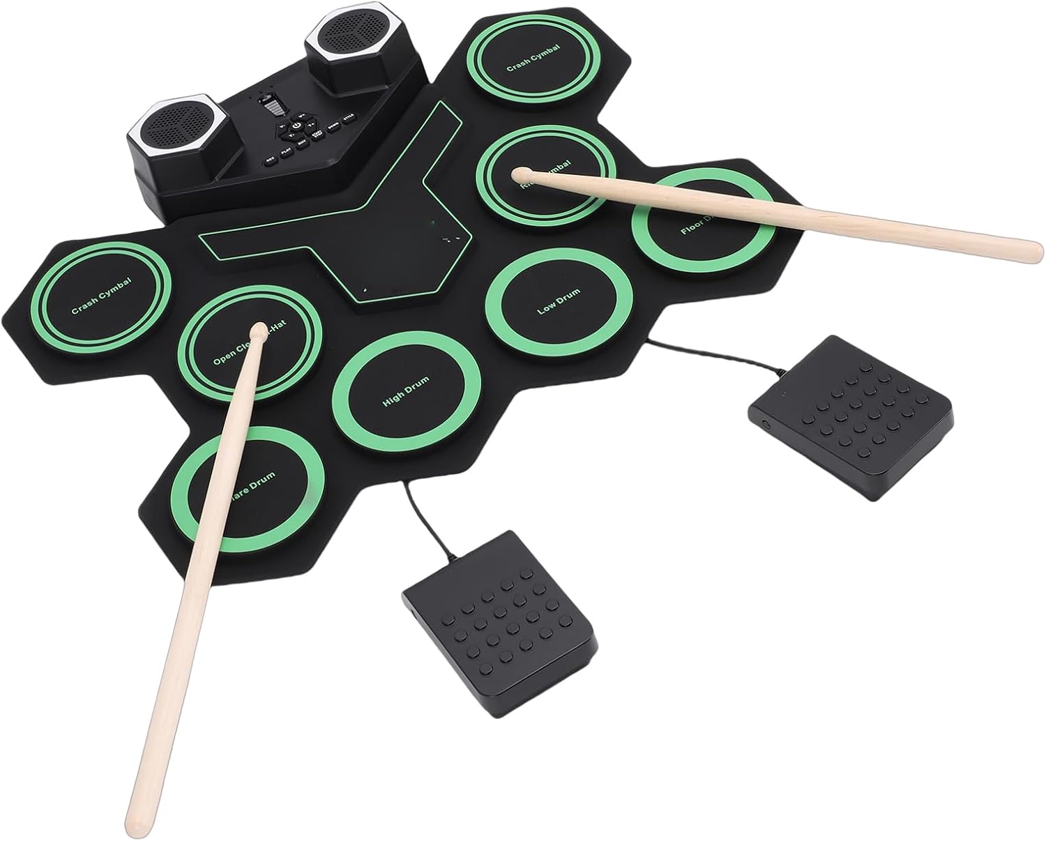 ciciglow Electric Drum Set Built in Speaker, Kids Drum Pad and Sticks, 8 Pads Portable Roll Up Drums Practice Pad for Kids, with Headphone Jack, Great Birthday for Girls Boys