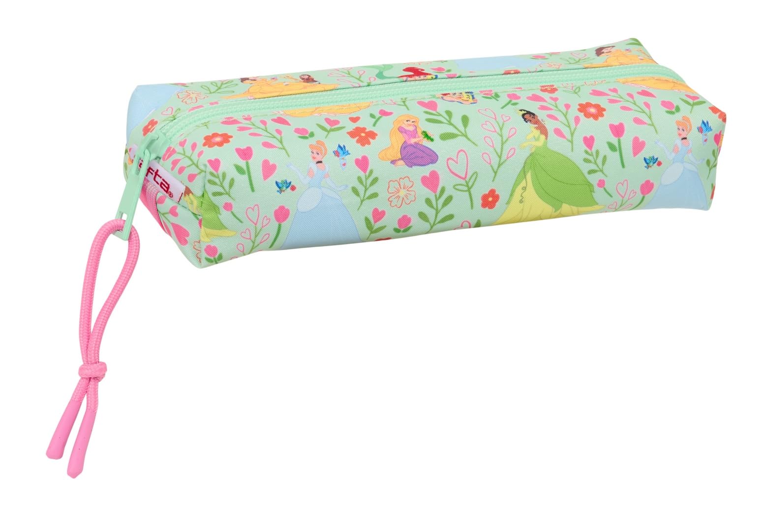 PRINCESAS DISNEY BLOOM – Rectangular Children's Pencil Case, Children's Pencil Case, Ideal for School Age Children, Comfortable and Versatile, Quality and Resistance, 22 x 7 x 40 cm, Aqua Green/Light