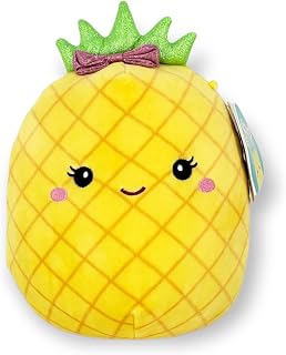 SQUISHMALLOW KellyToy - 8 Inch (20cm) - Maui The Pineapple with Pink Bow - Sassy Fruit and Vegetable Squad