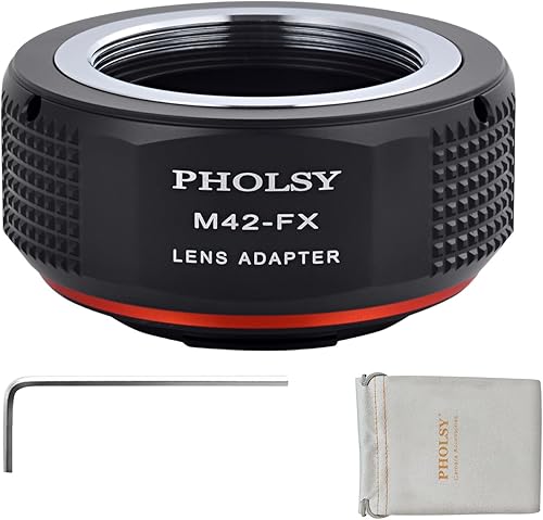 PHOLSY Adaptador de montaje de lente M42 a FX compatible con lente de montaje de tornillo M42 de 1.654 in a cuerpo de cámara Fujifilm X, M42 a Fuji X