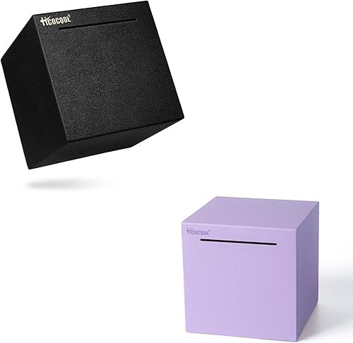 Miniatura 1 de 2 alcancías de acero inoxidable para adultos que deben romperse para abrir, banco de dinero de metal irrompible (negro + morado, 4.72 pulgadas)