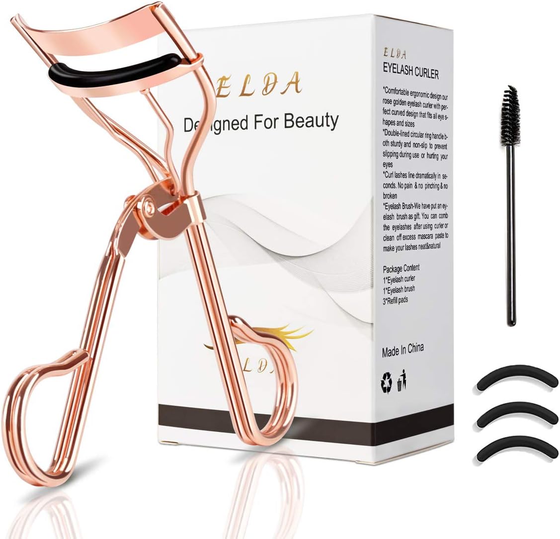 ELDA Eyelash Curler with Pads - Lash Curler for Women with Brush Lashes Curler No Pinching Eyelashes Curler Fits All Eye Shapes