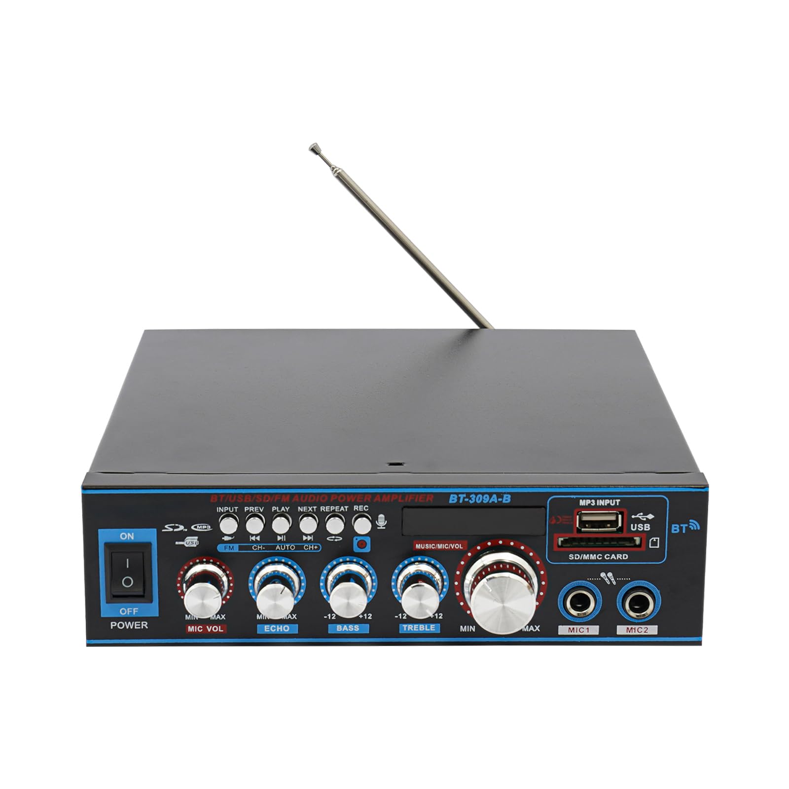 Wzmacniacz stereo Bluetooth 2-kanałowy z USB SD MP3