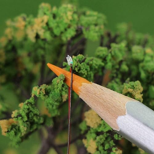 Vista 53 de Evemodel L0402B 20pcs pre-cableado SMD LED 0402 Bule Diodo emisor de luz 12V pre-soldado Micro Litz cable cable longitud 7.8 pulgadas (7.9 in)