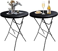 Vista 11 de GUAGUA - Mesa alta plegable redonda de 32" de plástico - Mesa versátil de bar, cóctel y pub portátil para fiestas, bistró y eventos (Negro)