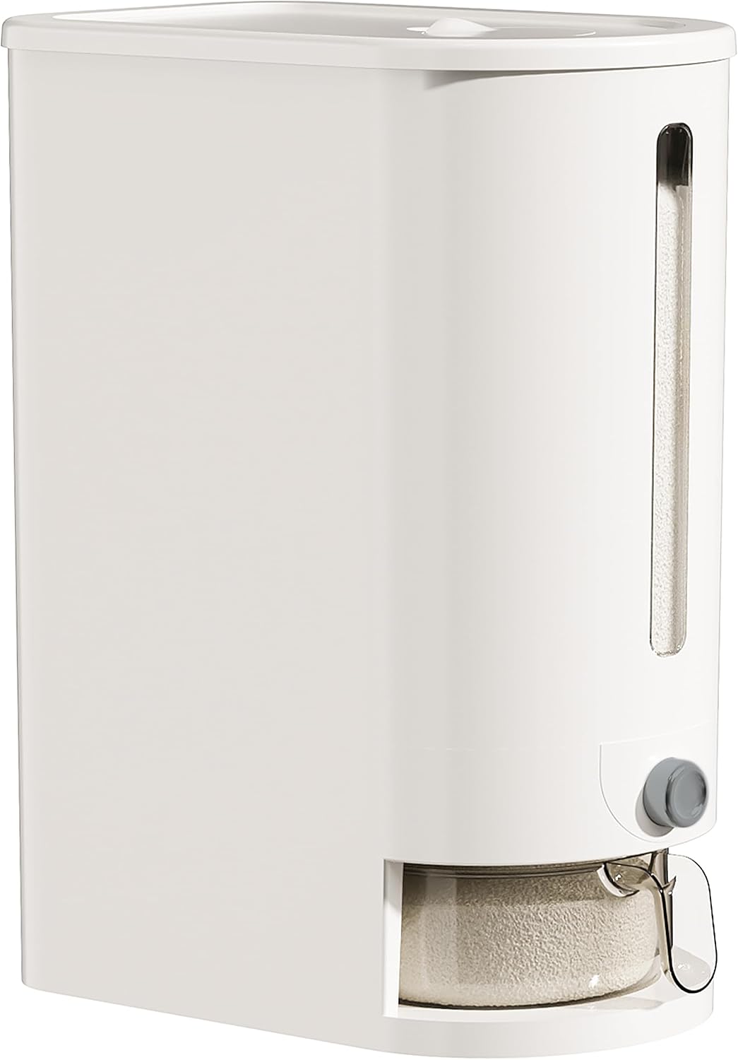 Rice Storage Container with Measuring Cup, Food Grain Dispenser for Dry Goods, Multi-Purpose Kitchen Pantry Storage Box (white-44 pounds)
