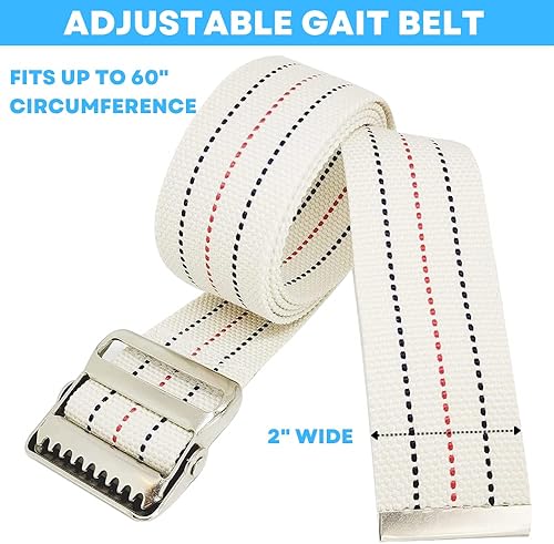 Vista 13 de LiftAid Cinturón de transferencia y marcha de 60 pulgadas con hebilla y bucle de metal, ayuda para caminar, pararse y transferir para personas Negro