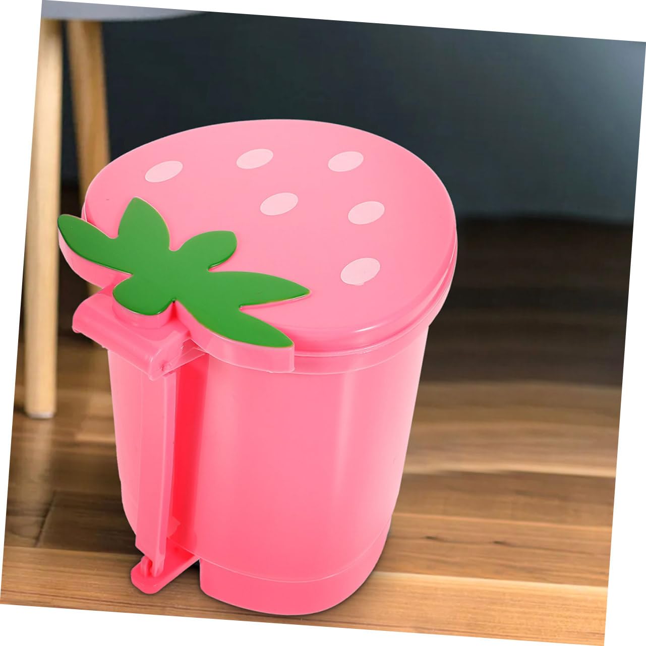 SOESFOUFU Cartoon Strawberry Design Wastebasket Sturdy Desktop Trash Can for Home Office