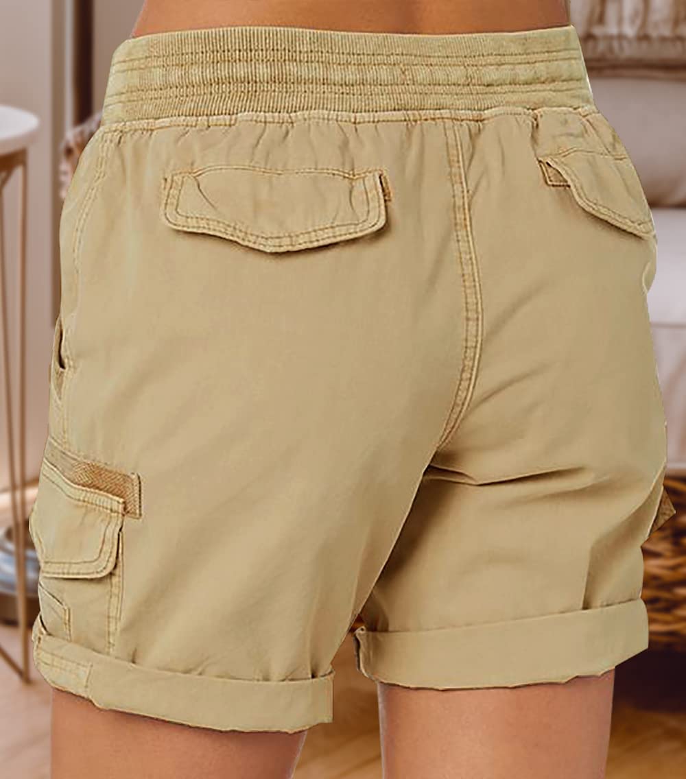 Imuedaen Damskie szorty cargo letnie krótkie spodnie bermudy spodnie outdoorowe spodenki plażowe z kieszeniami