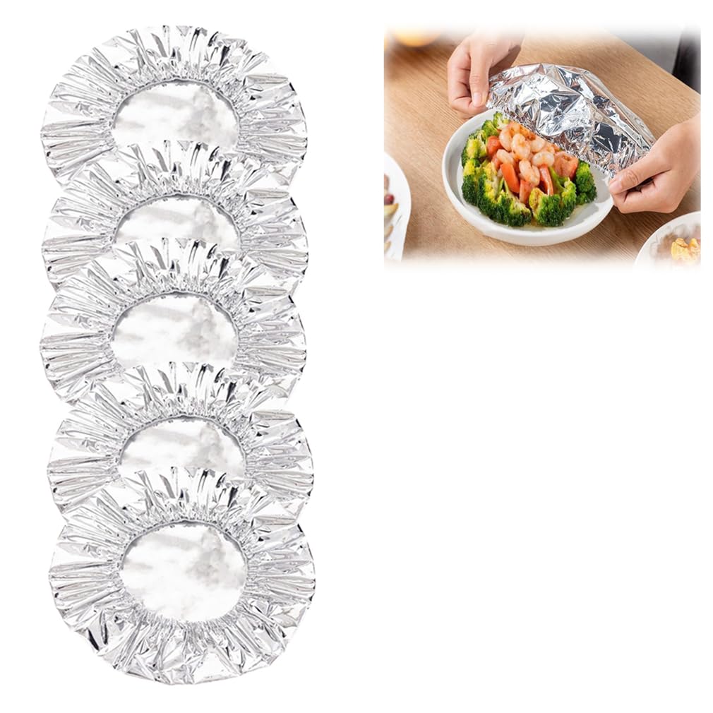 Aluminum Foil Film Insulation Cover, Thermal Cover for Kitchen, Reusable Elastic Bowl Covers, Keeping Insulation & Fresh, Suitable for 10-28cm Plates (50PCS)