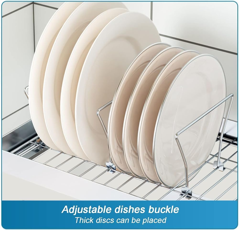 Scolapiatti da parete da cucina sopra il lavello in acciaio inox, 55-95 cm (dimensioni: 85 cm)