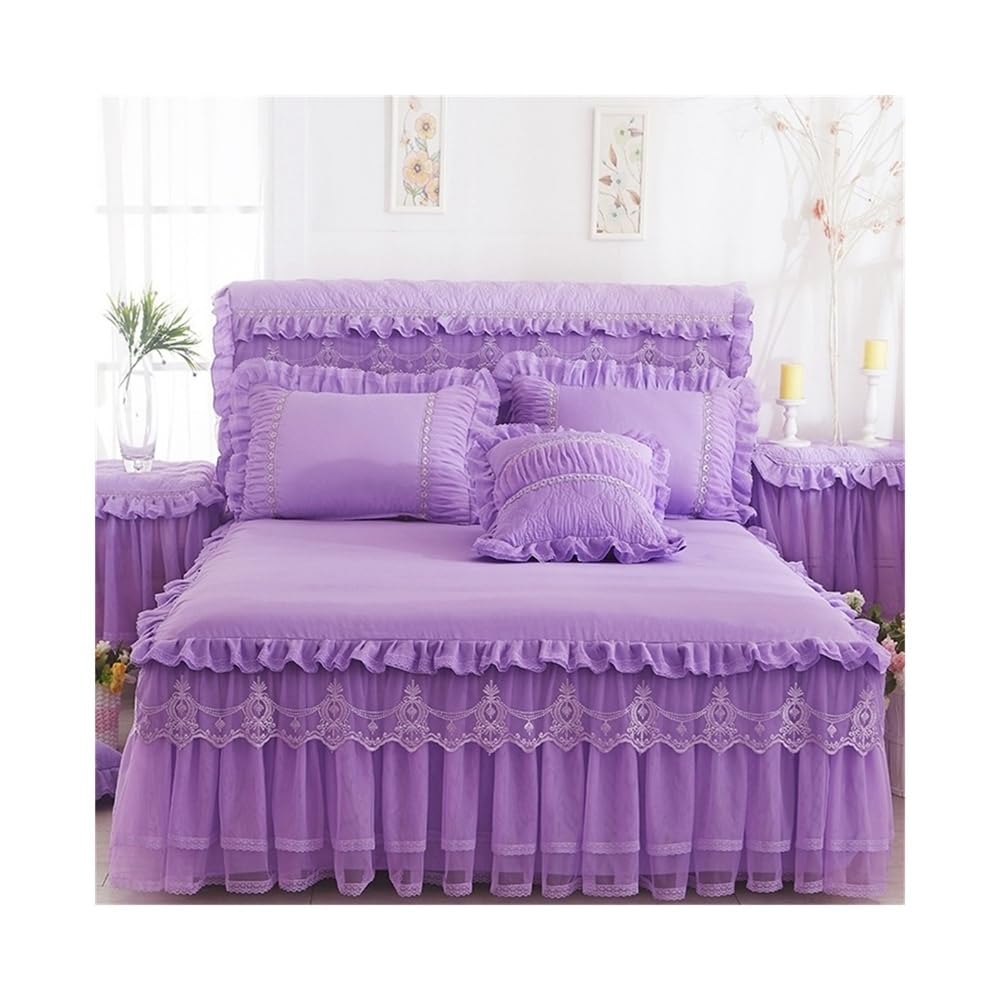 S5b8W3g7 Bedding set Lace Ruffled Bedding Set Chic Princess, 1 Piece Bedspread with 2 Pillowcases Home Textile