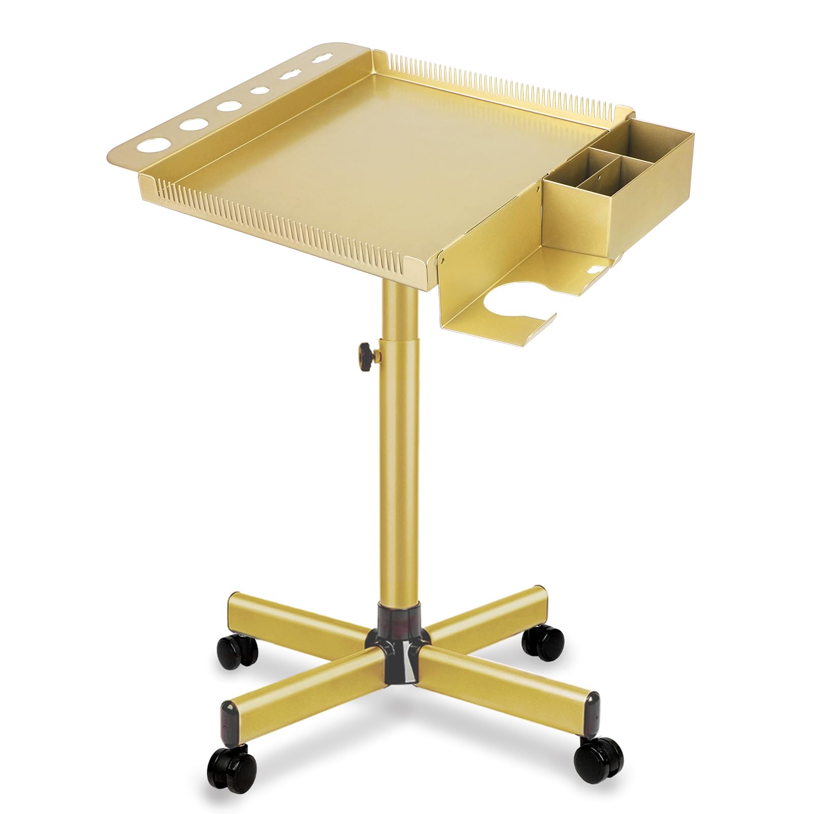 Multi-Function Salon Tray with Holder,Salon Trolley with Storage Platform and Hair Separator Stand,Gold-image-30