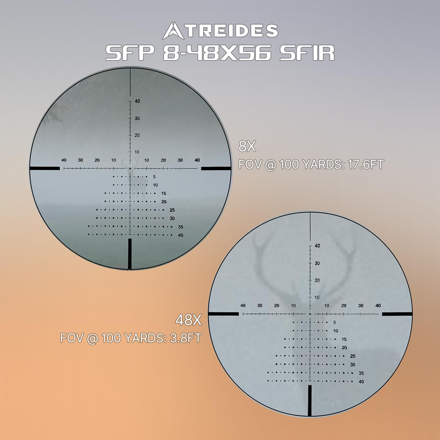 ATREIDES Solis 8-48X56 SFIR SFP Rifle Scope, 30mm Tube with Scope Rings for 20mm Rail for Outdoor Observation
