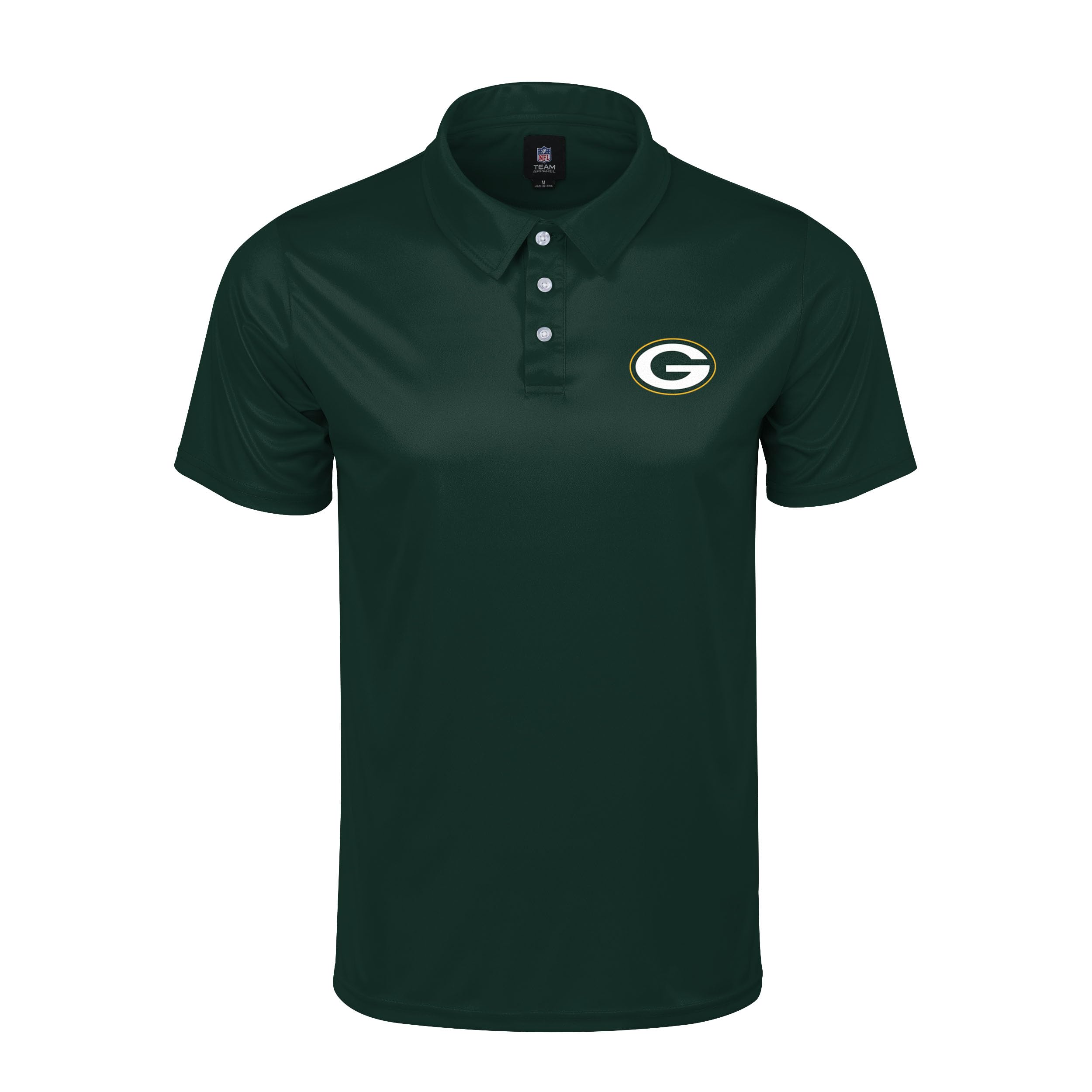 FOCO NFL Men's Officially Licensed Football Team Color Primary Logo Performance Short Sleeve Polyester Polo Shirt, Green Bay Packers, XXL