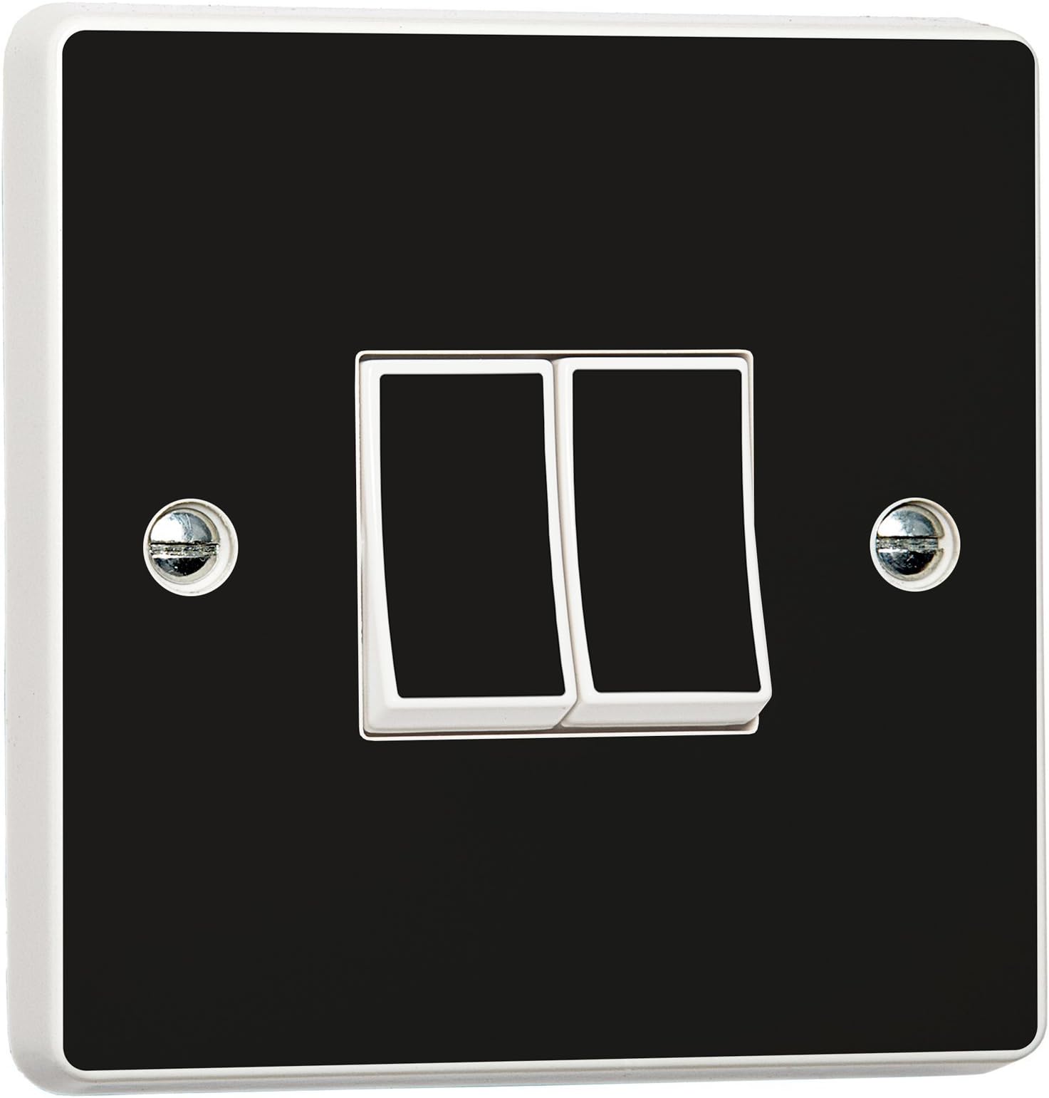 – Pack of 2 Plain Gloss Black Home Decorative Accessories for Single/Double Light Switch Cover, Self-Adhesive Vinyl Skin Sticker by stika.co (Double Switch with Holes)