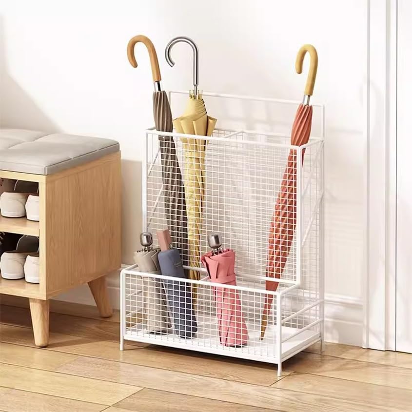 Porte-parapluies pour entrée intérieure grand modèle en métal avec grille