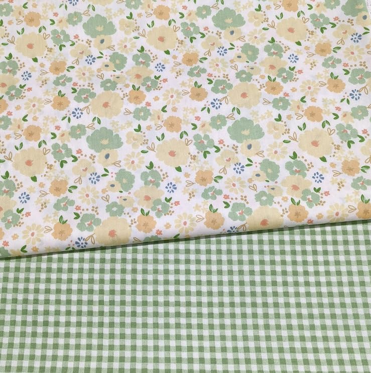 Image of Cotton Fabric DIY Making Supplies Quilting Patchwork Fabric Fat Quarter Bundles DIY for Quilting Cotton Patchwork Cushions (Flowers Square, 20 inch x 20 inch)