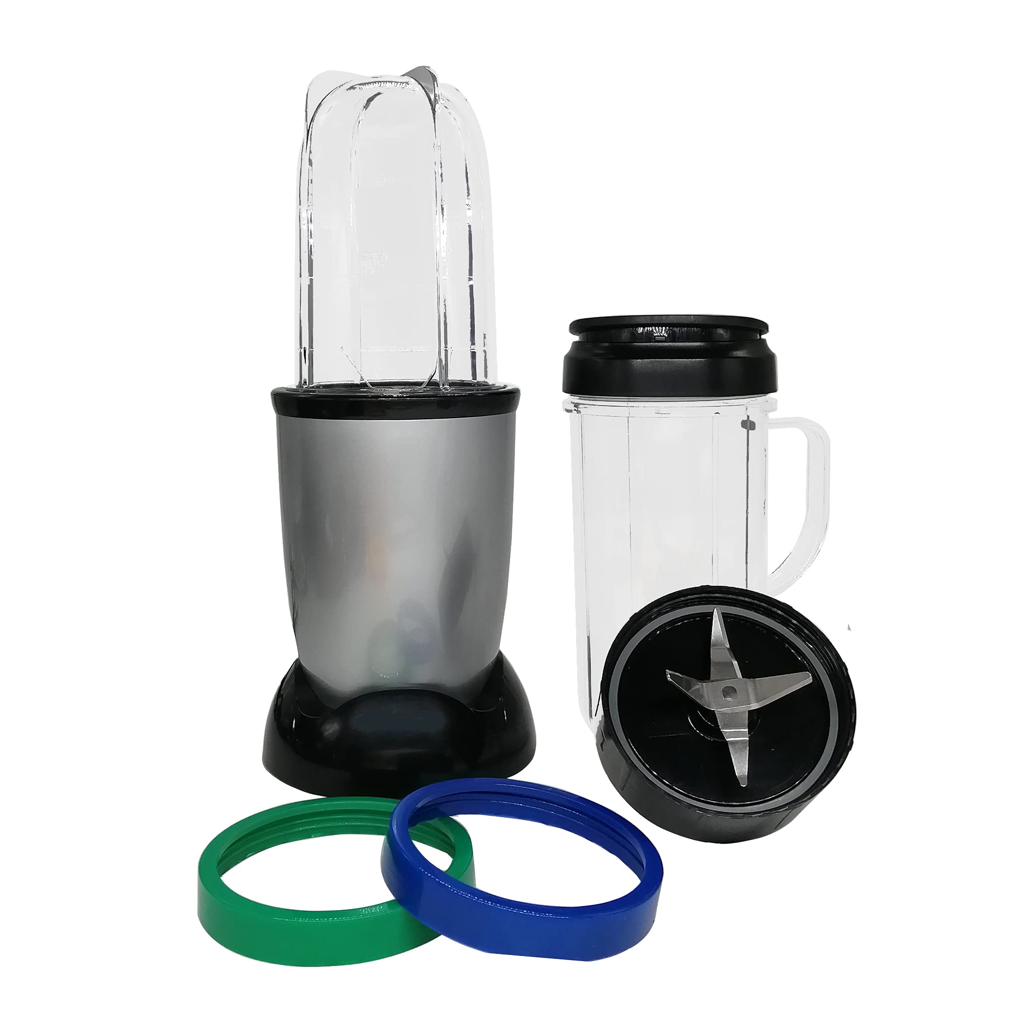 Personal Size Blender 250 Watts Power Electirc Juicer Food Processor for Shakes Smoothies Seasonings Sauces with 3 Pieces Mug (12oz/16oz/22oz)-Silver (9)