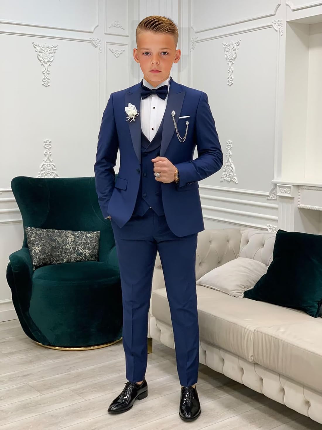 graceprom Tuxedo for Boys 3 Piece Suit Kid Slim Fit Double Breasted Suit for Boy Wedding Prom Tuxedo Vest Pants