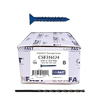 Vista 17 de CONFAST Anclaje de Tornillo de Concreto Phillips Plano Azul de 1/4 pulgadas x 1-3/4 pulgadas con Broca para Anclar a Mampostería, Bloque o Ladrillo