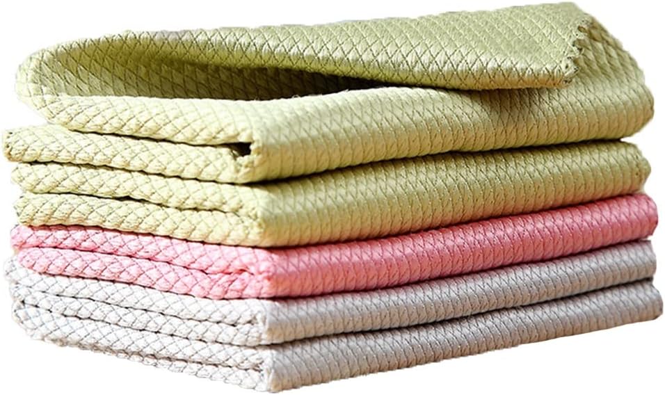 Cleaning Cloth 5-Pack Home Kitchen Microfiber Fish Scale Cleaning Cloths, Multifunctional Super Absorbent Cleaning Cloth, 30x40cm, Mixed (Color : 10pcs, Size : 30x40cm)