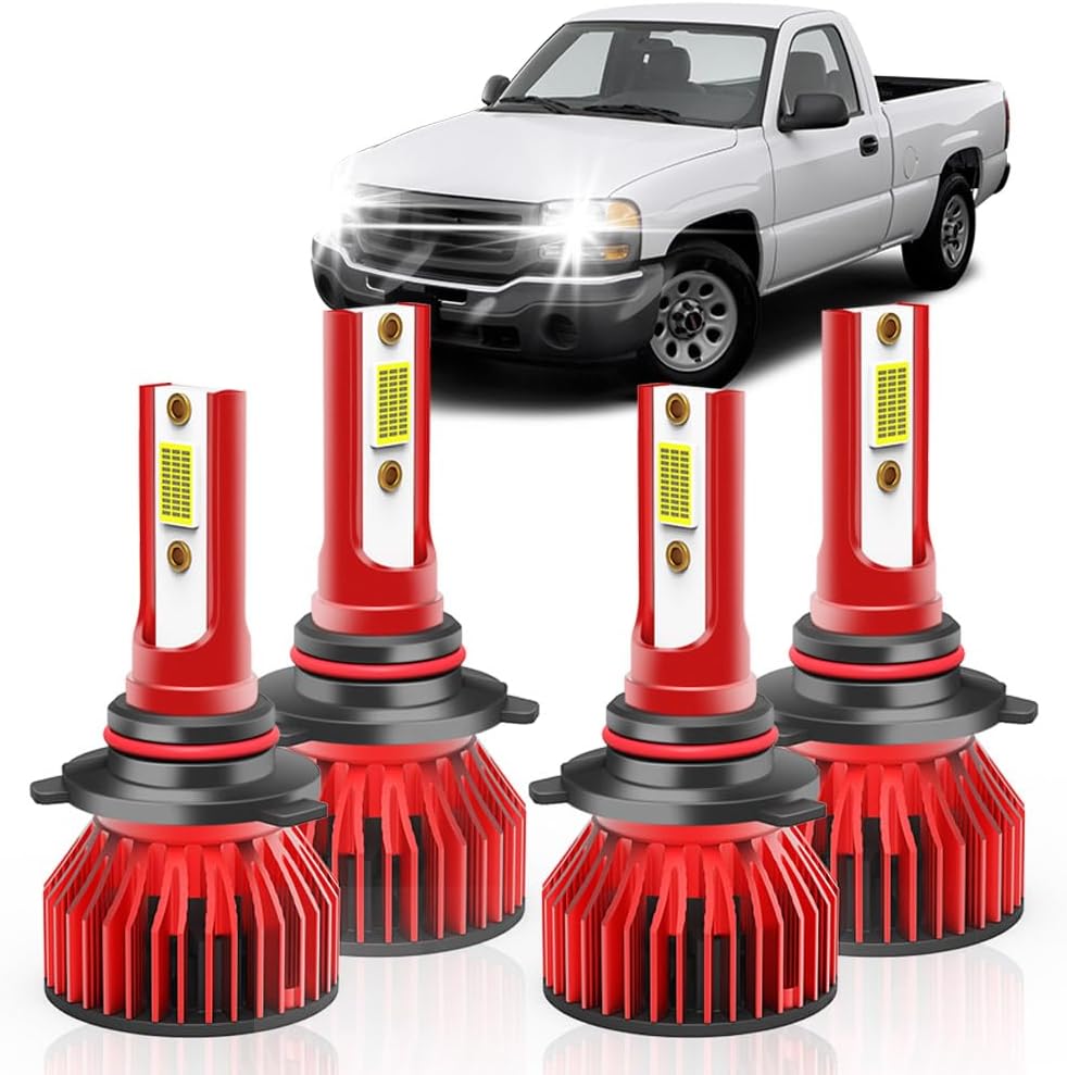 LED Fog Bulbs For GMC Sierra 1500 2003-2006,9005 9006 High Low Beam Light Bulbs, 6500K White, Plug and Play, Pack of 4