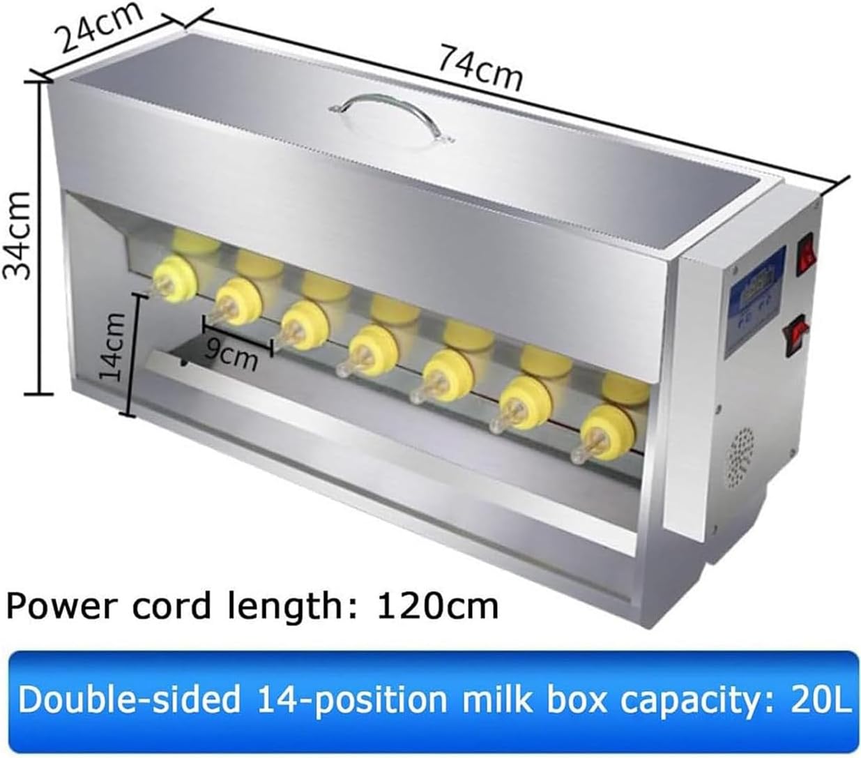 Double-Side 10/14 Nipples Piglets Milk Feeder, Automatic Piglet Nursing Milking Machine, Constant Temperature Stainless Steel Breast Feeder with Sound,14Nipples-14Nipples