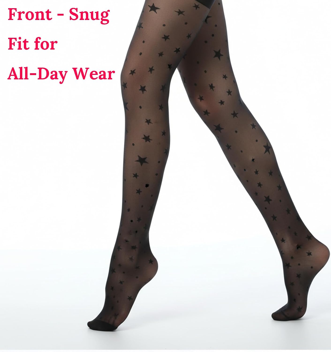 Black Pattern Tights, Star Tights For Women Funky Durable & Resistant to Snagging Patterned Pantyhose, Sheer Tight Patterned Tight for Parties & Casual Wear