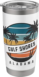 Retro Gulf Shores Beach Alabama Surfboard Surfing Stainless Steel Insulated Tumbler
