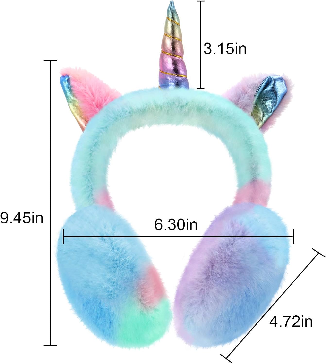 Unicorn Winter Earmuffs, Cartoon Ear Plush Fluffy Warm Foldable Soft Warmers: Clothing, Shoes & Jewelry