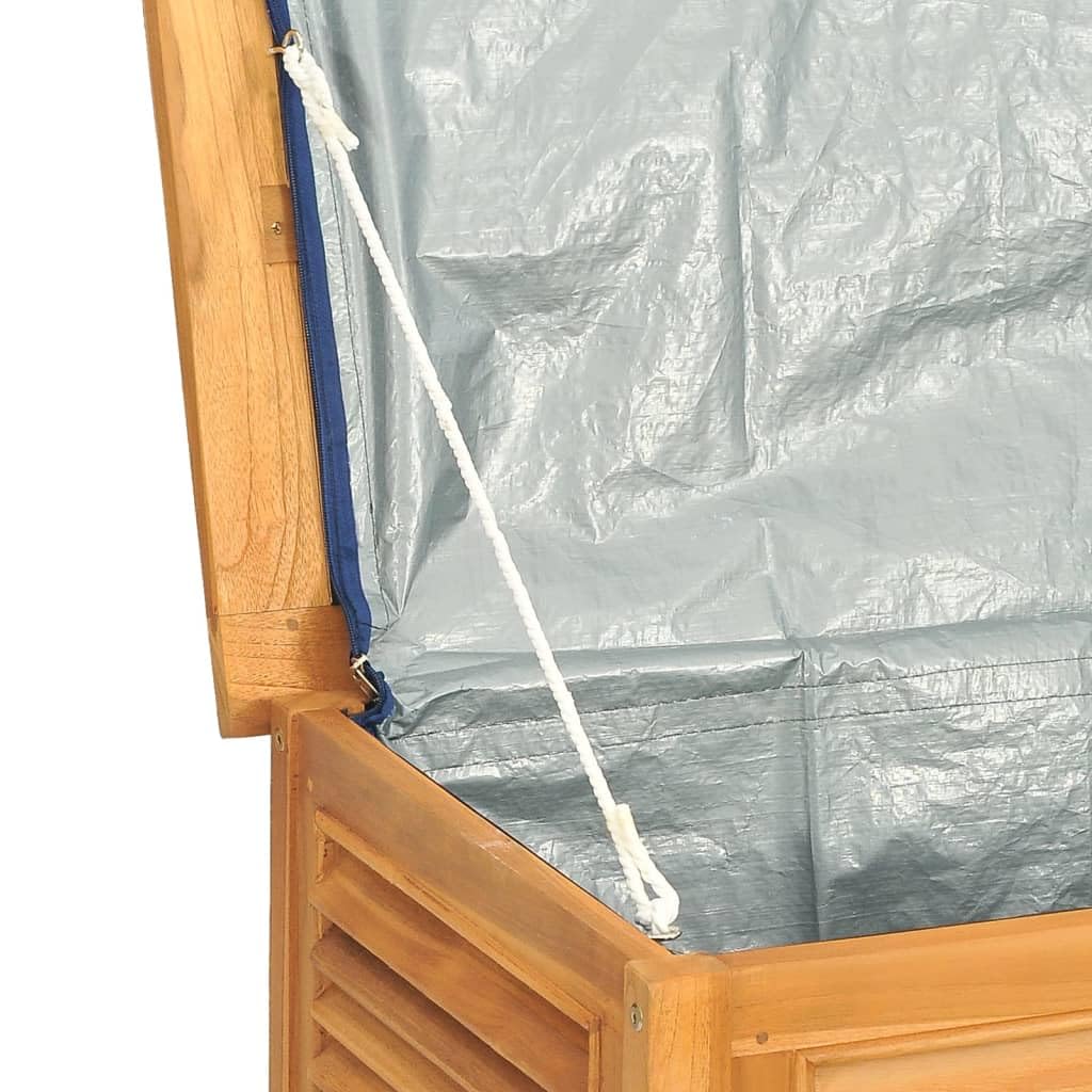 vidaXL Caja de almacenaje de jardín con Bolsa Teca Maciza 90x50x58 cm, Caja de almacenaje, baúl para Mantas, baúl de jardín, baúl de Herramientas