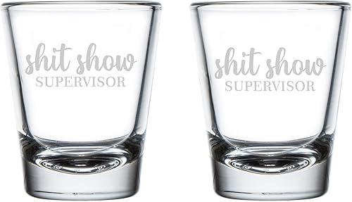 Juego de 2 vasos de chupito de 1.75 onzas, regalo divertido para mamá, jefe, gerente, maestro, sht show supervisor