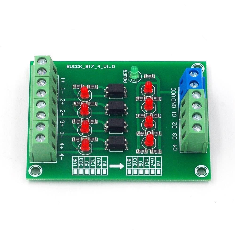 24V to 5V 4 Channel Optocoupler Isolation Board Isolated Module PLC Signal Level Voltage Converter Board 4 Bit