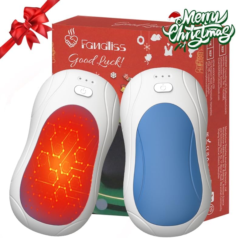 2 Pack Hand Warmers Rechargeable Portable Electric 2-in-1 Hand Warmers Reusable 6000 mA 3 Level Double-Side Heating Winter Essentials Gifts Women Men