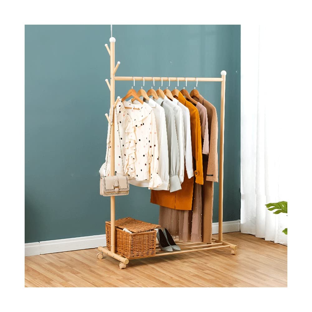 Aycdl Gold Small Rolling Clothes Rack With Shelves Sturdy Metal Garment Nizer For Bedroom Storage Green 68X43x170cm - Versatile Clothing Hanger With Wheels,-86X43x170cm
