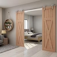 Vista 66 de TSMST Kit de herrajes para puerta corrediza de granero de 6 pies, riel de acero inoxidable de servicio pesado resistente con montaje superior