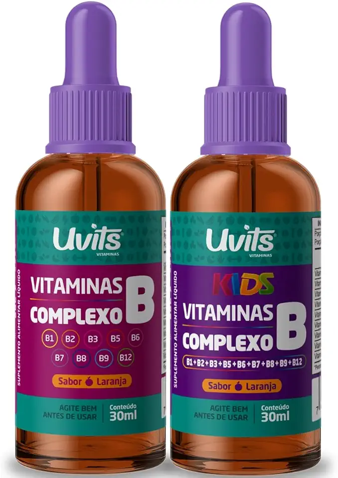 Kit Vitaminas Complexo B + B Kids Sublingual 30ml Cada Uvits