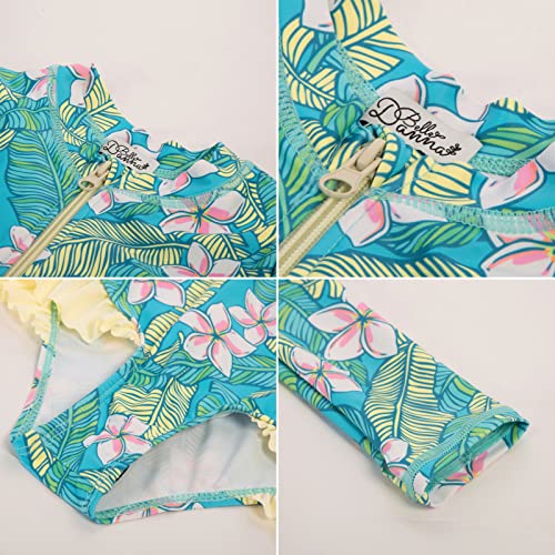 Danna Belle Girls One Piece Swimsuit Bathing Suit Long Sleeve Ruffled Summer Beach Swimwear Green Floral #TOP4