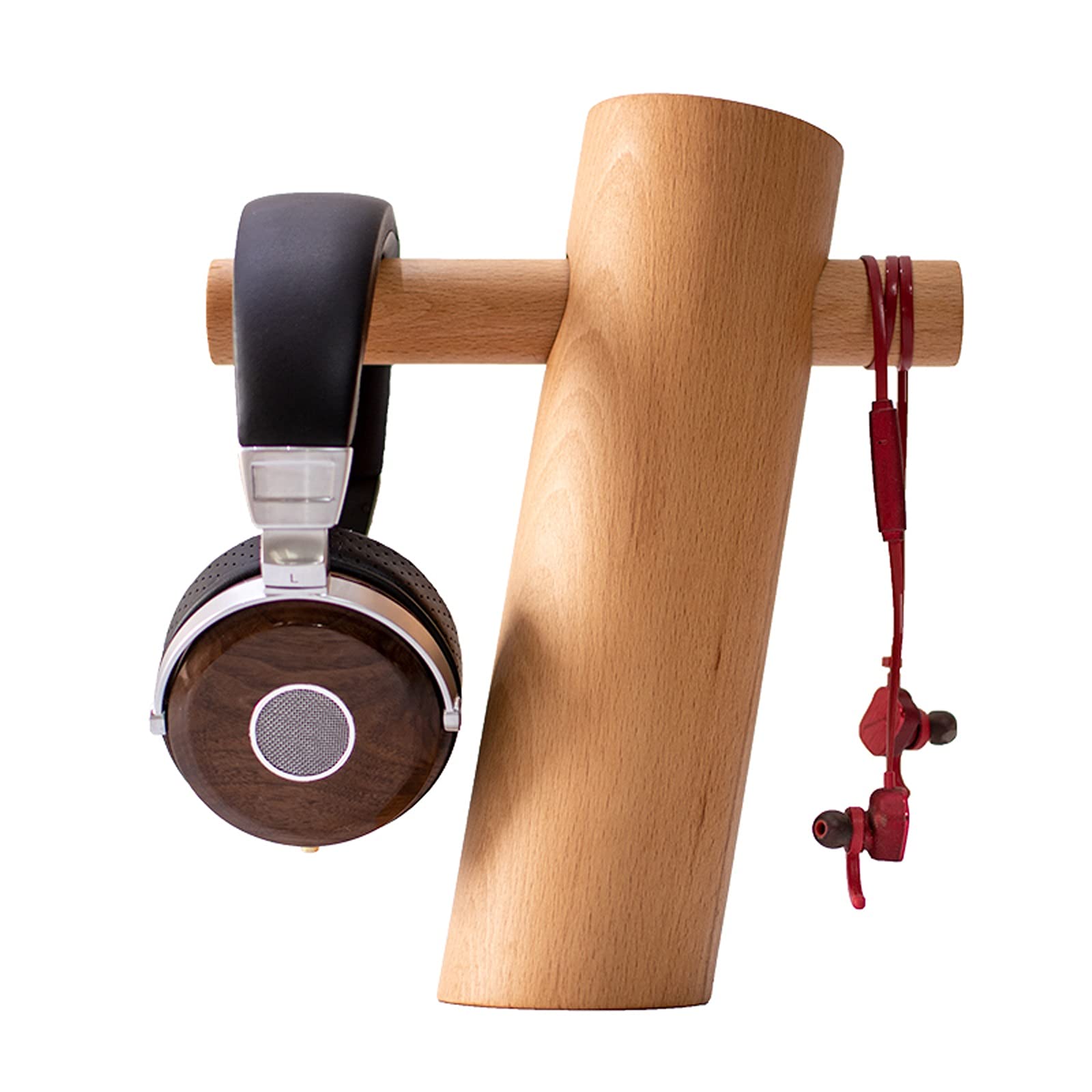 Soporte Auriculares/Soporte Cascos Soporte de auriculares soporte de auriculares de madera con soporte de cabeza de cabeza de madera maciza multifuncional creativa for la mayoría de los tamaños de aur