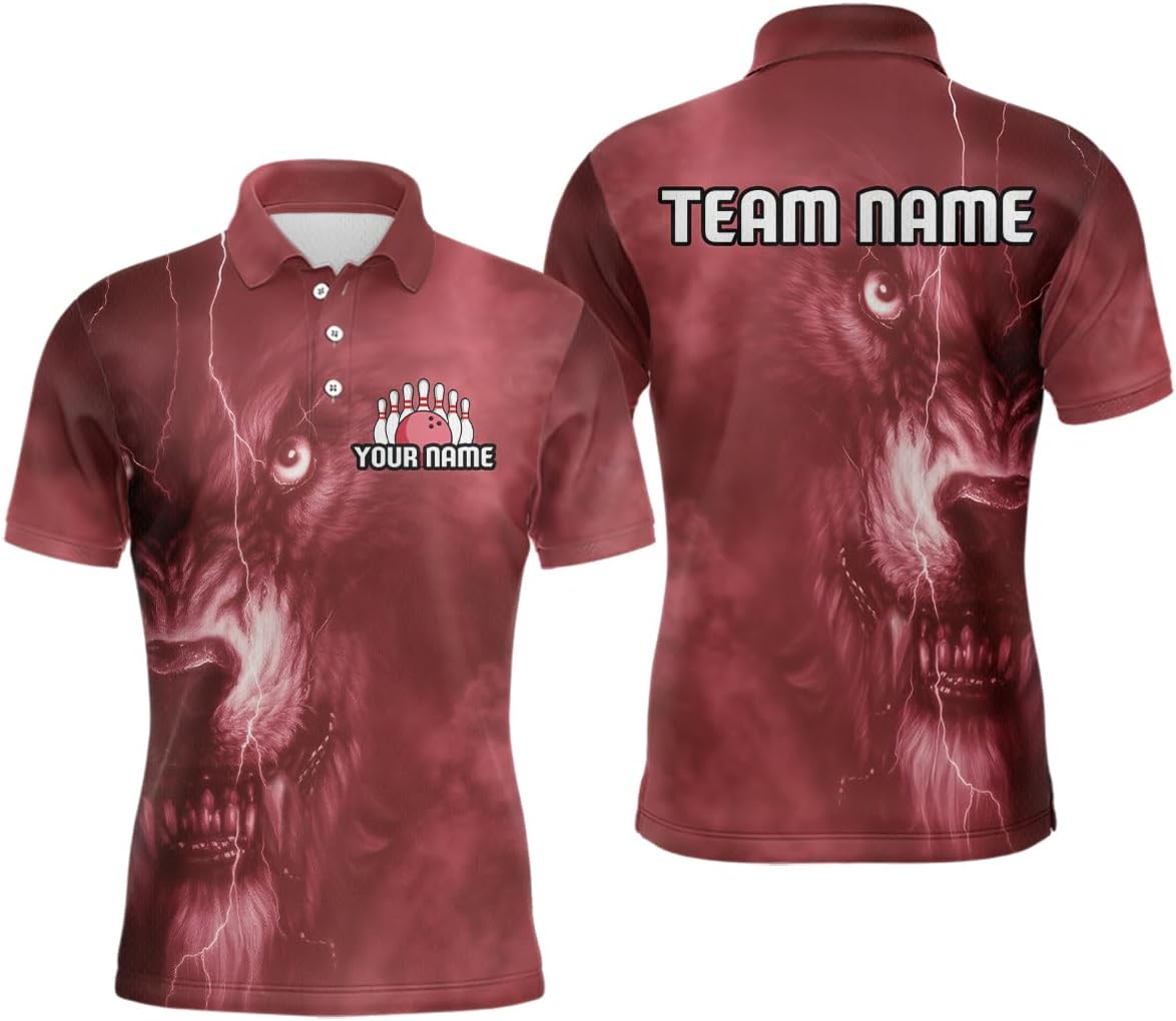 Custom Wolf Bowling Shirts for Team Men Women Wolf Bowling Jerseys Claws Bowling Polo and Bowling Quarter Zip for Couples