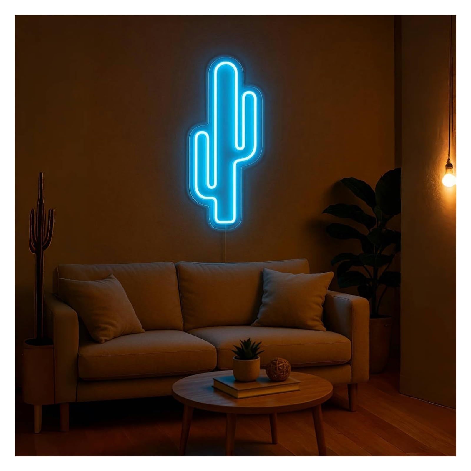Shouxi A Sign Lamp Cactus Neon Sign, Suitable For Bedroom, Living Room Or Office Decor With Dimmable 51Cm