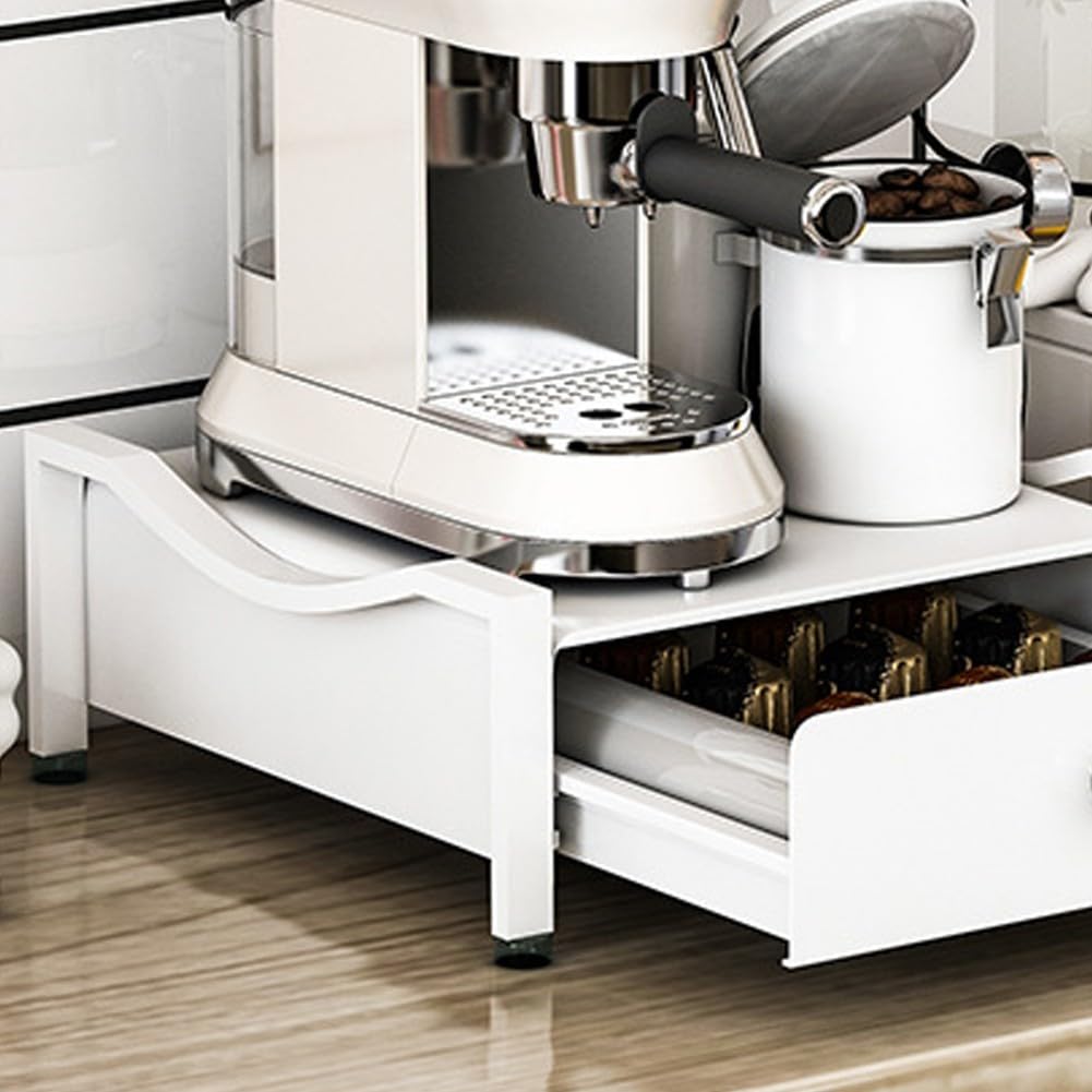 Robustes Kaffeezubehör aus Metall mit integrierter Schiebeschublade – perfekt für effiziente Küchenaufbewahrung und einfachen Zugang zu Kaffeezubehör
