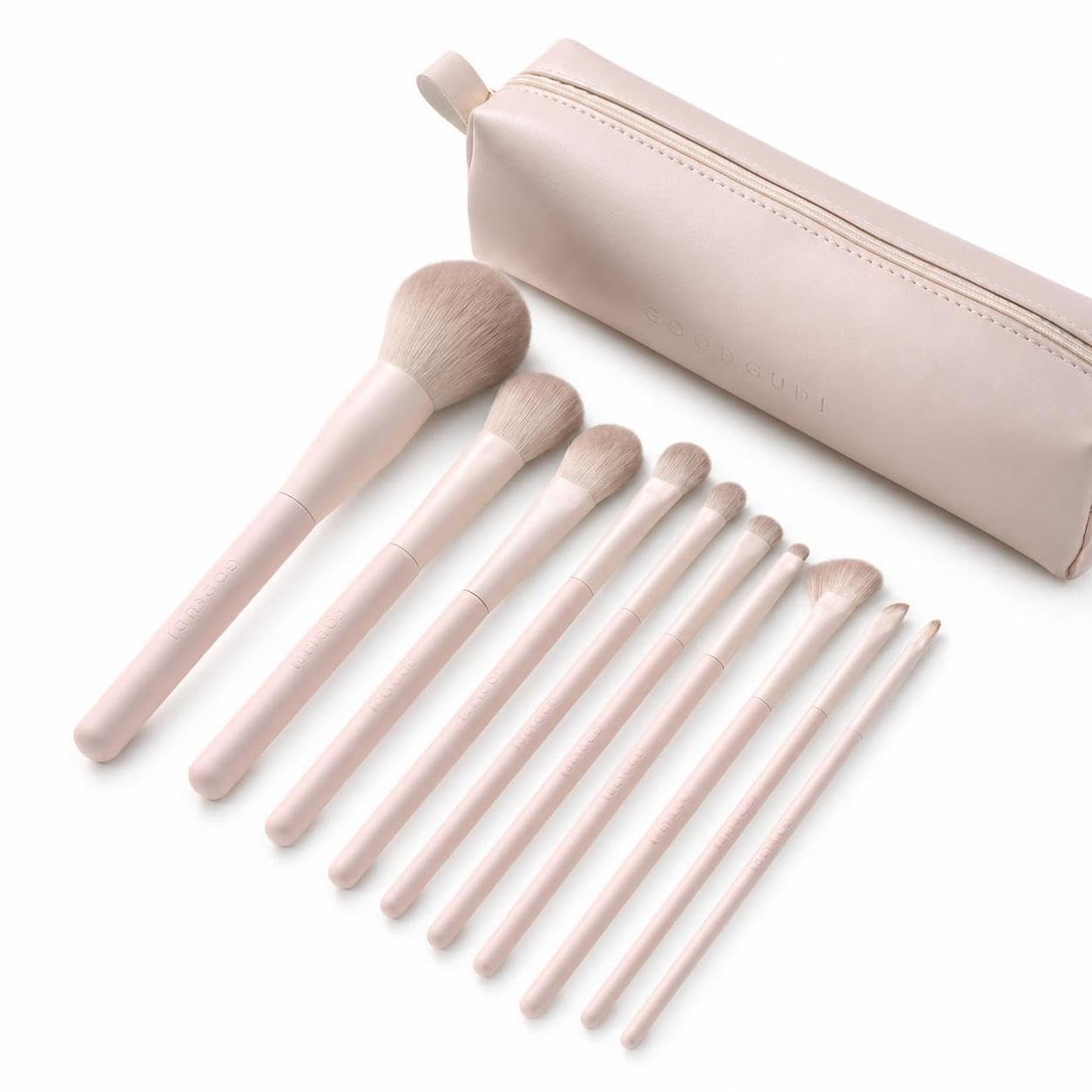 Mini Kosmetikpinsel Set mit Aufbewahrungstasche – Make-up Pinselset für Lidschatten und Reisen, 10-teiliges Set für Fortgeschrittene – Exquisites Make-up – Inklusive Aufbewahrungstasche