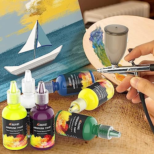 XDOVET Tinta para aerógrafo, conjunto de 6 cores para aerografia (30 ml), pronto para pulverizar, co