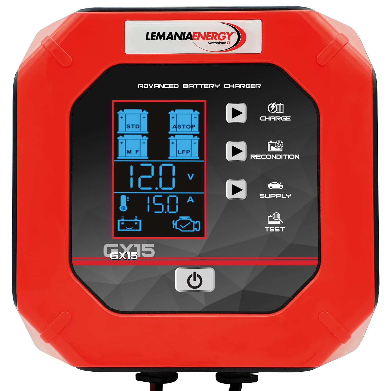 SIP Advanced Battery Charger GX15 12V/24V 15A Smart Charger & Maintainer for Trucks, Vans & Cars