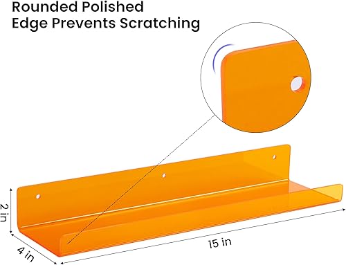 Vista 83 de upsimples Estantes acrílicos para almacenamiento de baño, estantes flotantes de 15 pulgadas, organizador de pared para perfume, maquillaje, cuidado