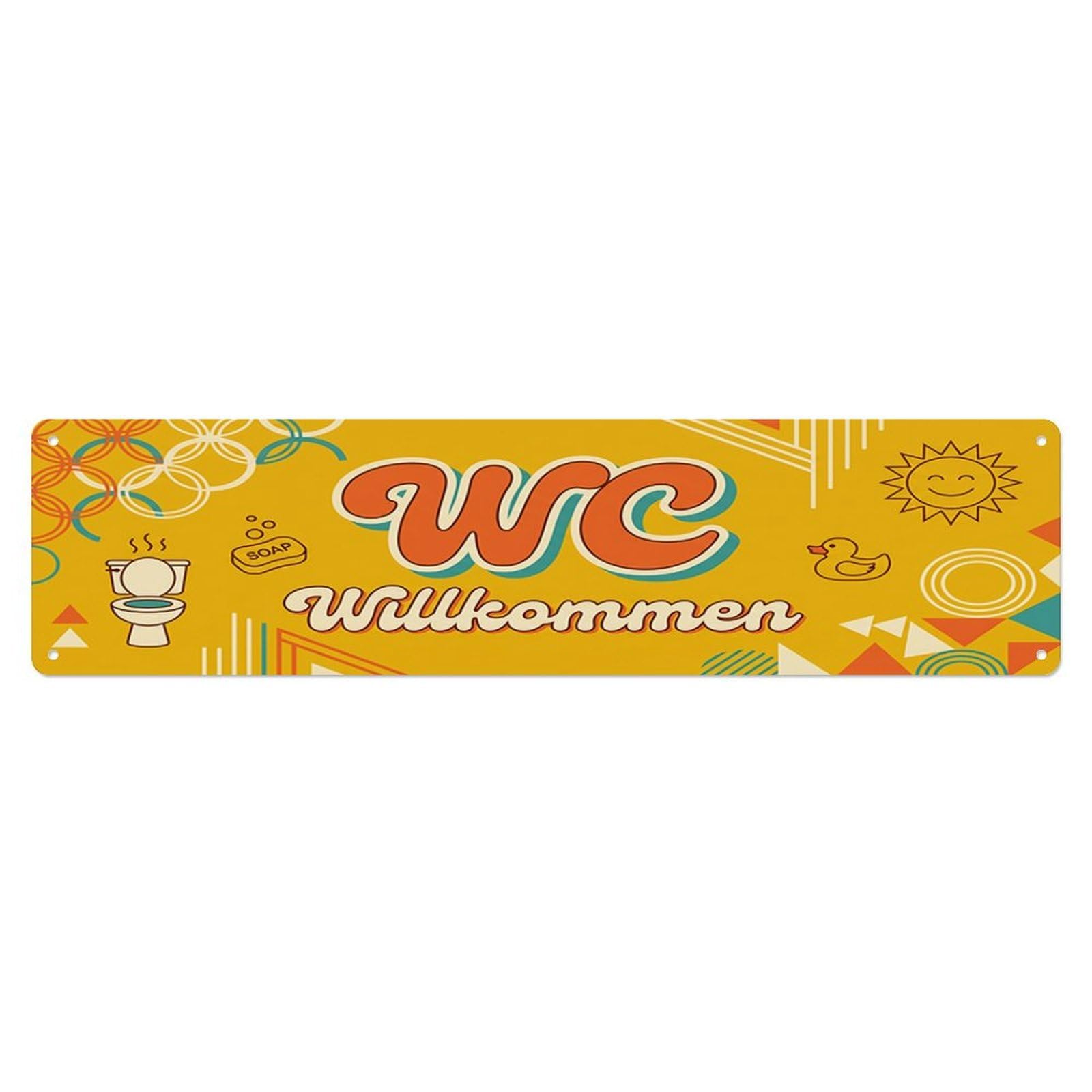 Retro Cheerful Home Washroom Toilet(WC) Door Metal Tin Skinny Sign Plaque Wall Decor for Cafe, Club Bar, Office, Home Garden Metal Poster 4x16Inch
