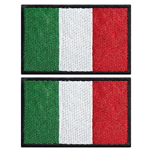 stidsds 2 Pack Italy Flag Patch Italy Flags Embroidered Patches Italian Flags Military Tactical Patch for Clothes Hat Backpacks Pride Decorations